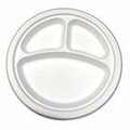 Americareroyal PrimeWare 10 in. Heavy Weight Plate Natural White Bagasse 3 Comp, 5PK PL-11